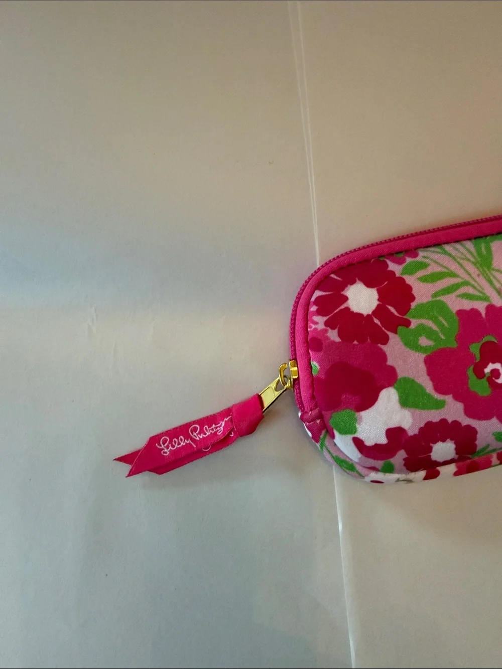 Lilly Pulitzer Pink & Green Small Floral Wristlet Pouch